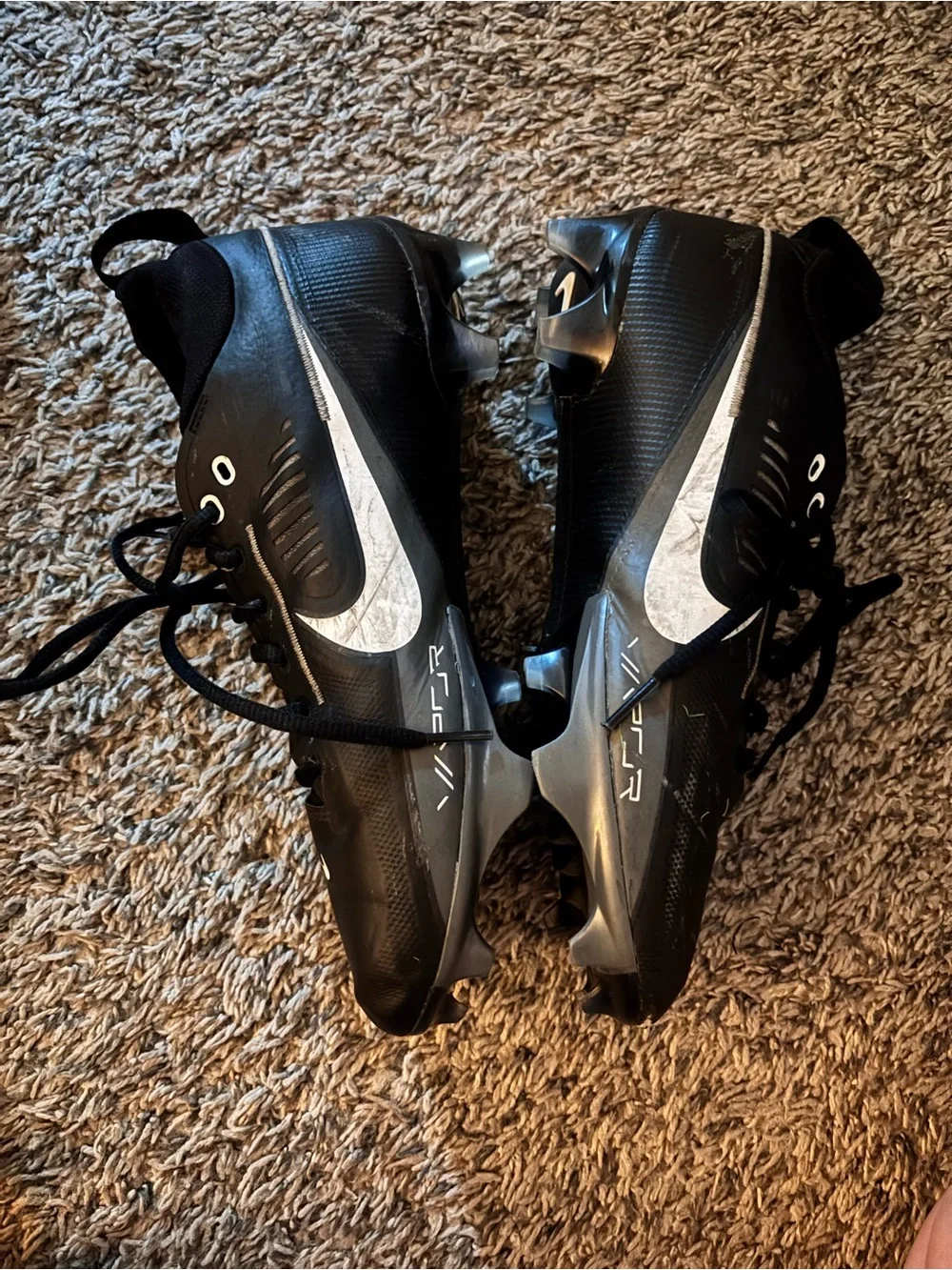 Nike Black Soccer Cleats with White Swoosh Accents